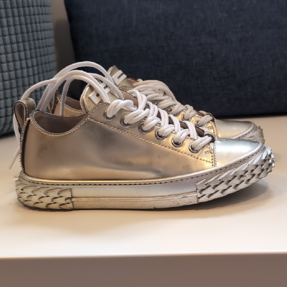 Giuseppe Zanotti Metallic Silver Sneakers